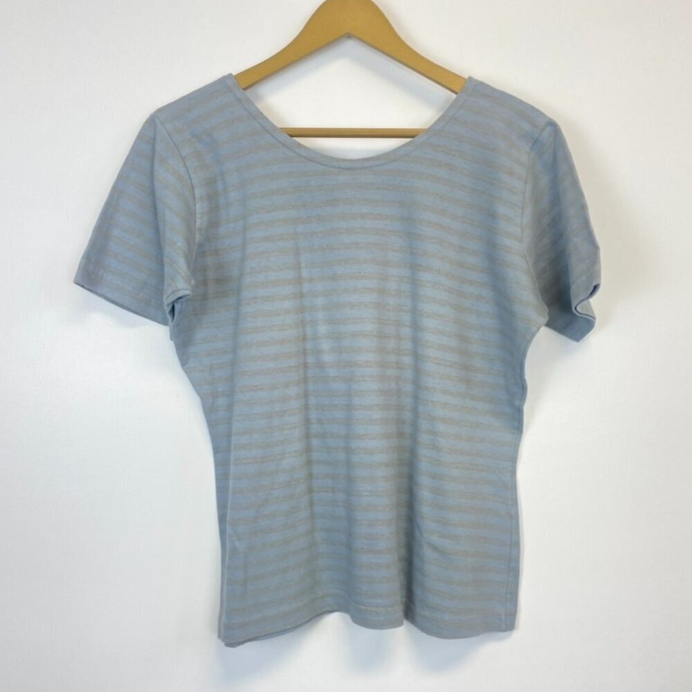 Blue Fish Vintage Blue Striped Short Sleeve Top